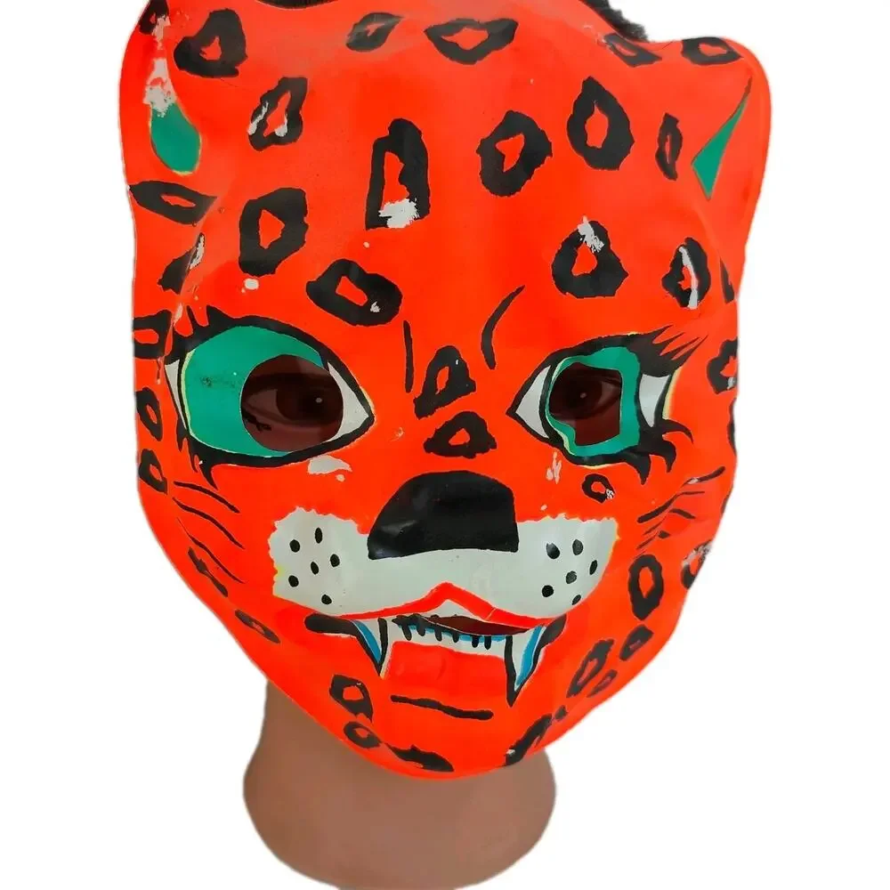 Vintage Ben Cooper Child's Mask Leopard Black Light Glow Rare Halloween Day Glow